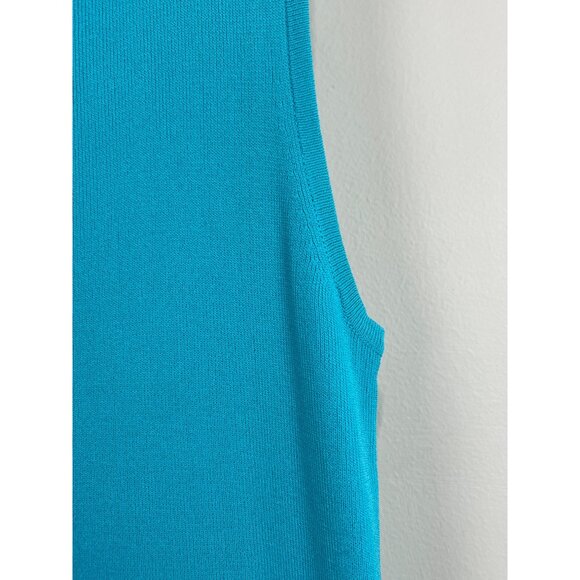 VTG N Touch Sweater Tank Top Womens M Turquoise - Picture 3 of 5